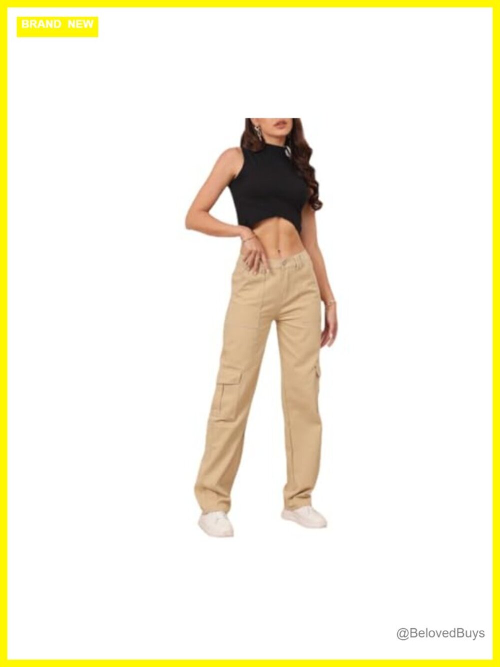 High Waisted Cargo Pants with 6 Pockets Y2K Streetwear Relaxed Fit Casual